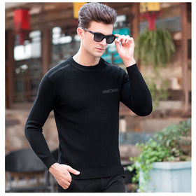 Simple style wool O neck